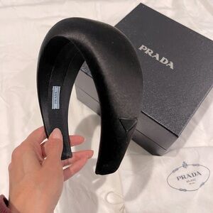 NWT Prada black silk padded headband